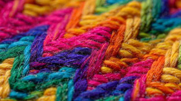 Colorful knitted wool texture background close up vibrant textiles handmade craft pattern photo