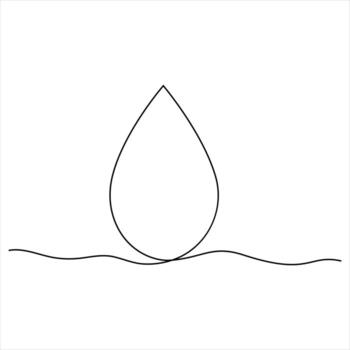 Continuous one line drawing water drop shape symbol illustration in minimalist abstract style for eco design vector