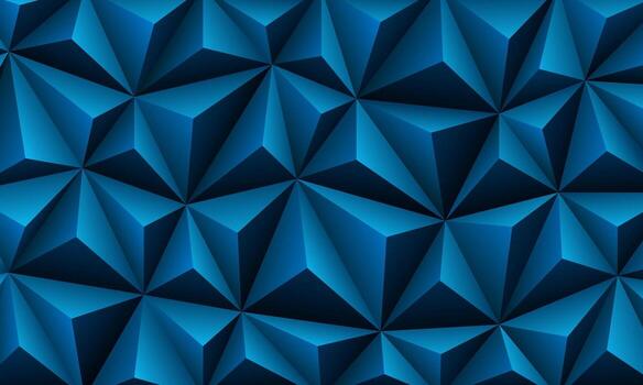 abstract 3d blue crystal polygon shapes forming futuristic faceted pattern under dark gradient lighting vector
