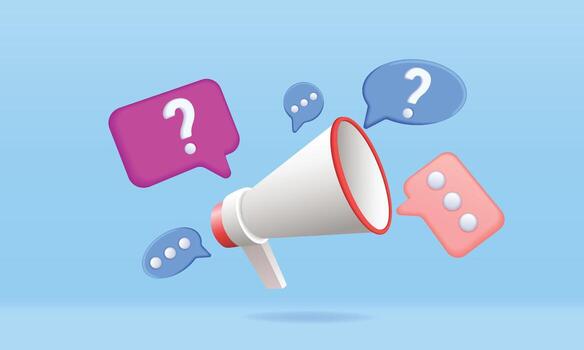 3d Speech bubble with question mark icon. Message box with question sign. FAQ symbol concept. 3d rendering. vector