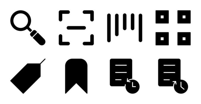 Search and Scan Solid Icon Set for UI vector