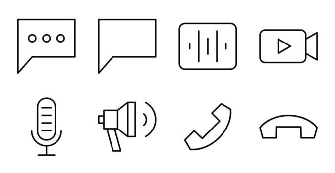 Microphone and Speaker Line Controls Icon Collection vector