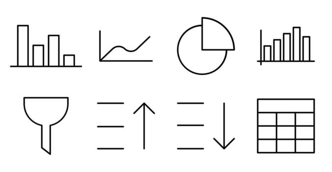 Table and Data Line Icons for Mobile vector