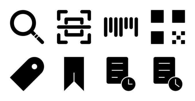 Barcode and QR Code Solid Icons for App Interface vector