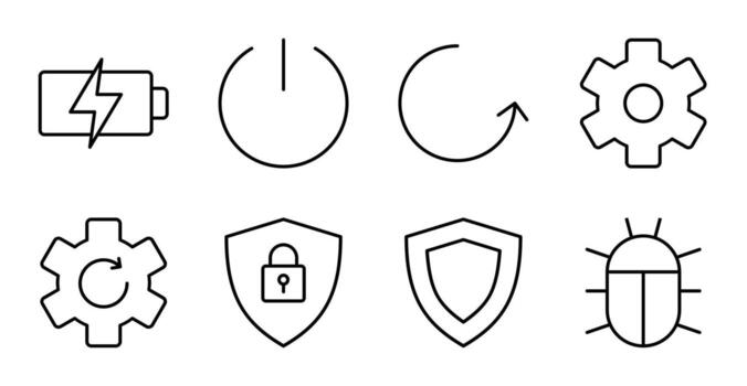 Battery and Power Line Icon Set for Mobile Interface vector