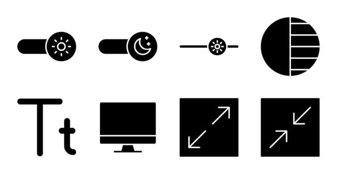 monitor y temas sólido icono conjunto para ui vector