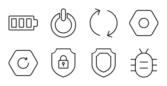 Bug Report Line Icons for Digital System vector