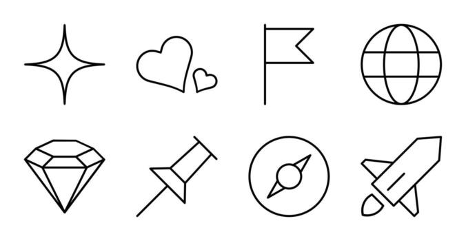 globo y objeto línea icono colección para digital plataforma vector