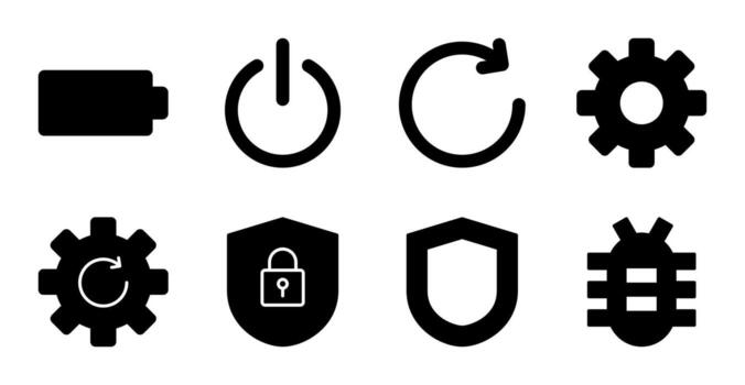 System Update Solid Icons for Device Utilities vector