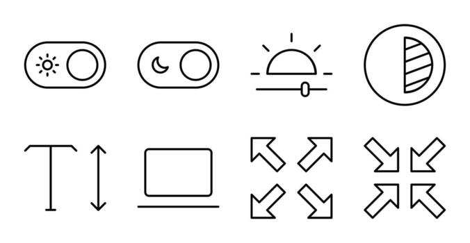 ui monitor y temas línea íconos para inteligente dispositivos vector