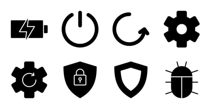 Battery and Power Solid Icon Set for Mobile Interface vector