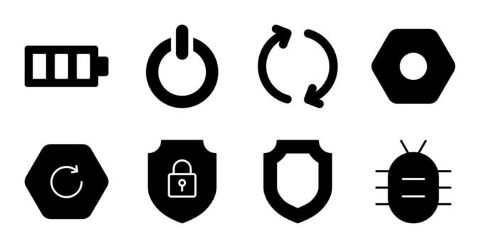 Security and Shield Solid Icon Pack for Web Platform vector
