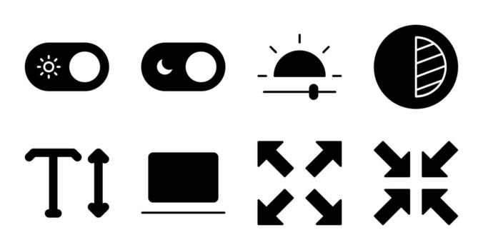 monitor y temas sólido icono colección para digital plataforma vector