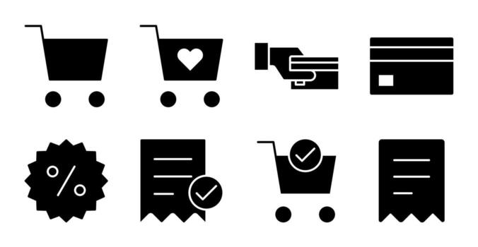 Receipt Solid Icons for E-commerce Interface vector