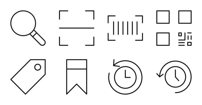 Barcode and QR Code Line Icons for App Interface vector