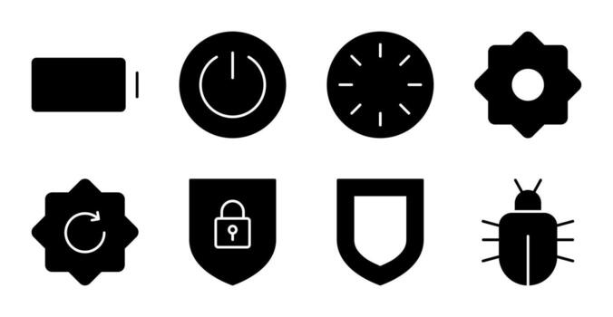 Reboot and Settings Solid Icon Collection for App Dashboard vector
