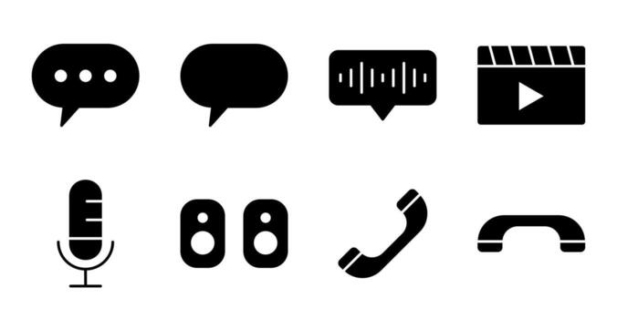 Chat and Comment Solid Icons for App Interface vector