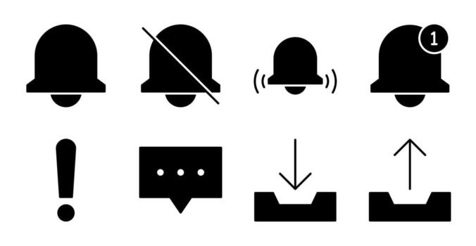 Alert and Message Solid Icons for App Interface vector