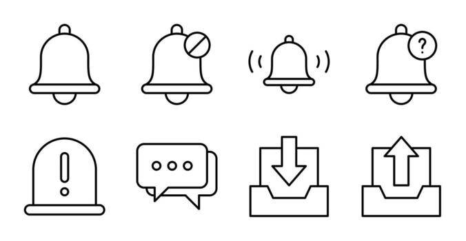 Alert and Message Line Icons for App Interface vector