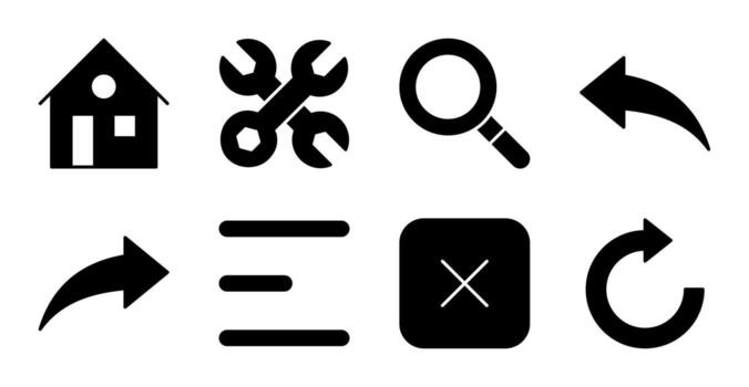 Basic Controls Solid Icon Set for UI vector
