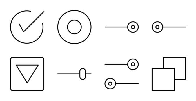 desplegable y control deslizante línea icono paquete para tablero vector