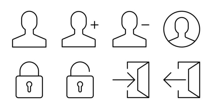 perfil administración línea íconos para aplicación interfaz vector