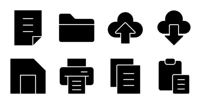 File Management Solid Icons for App Interface vector