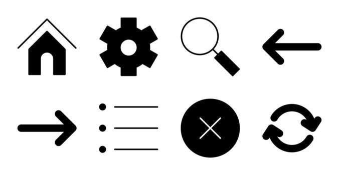 Minimal UI Solid Controls Icon Collection vector