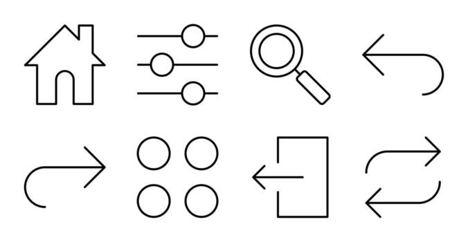 Core Navigation Line Icons for App Interface vector