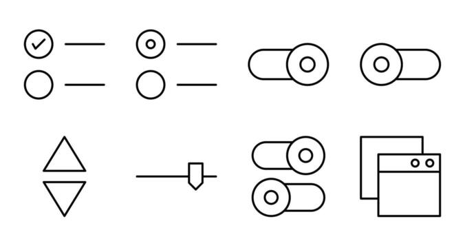 Switch and Tab Line Controls Icon Collection vector