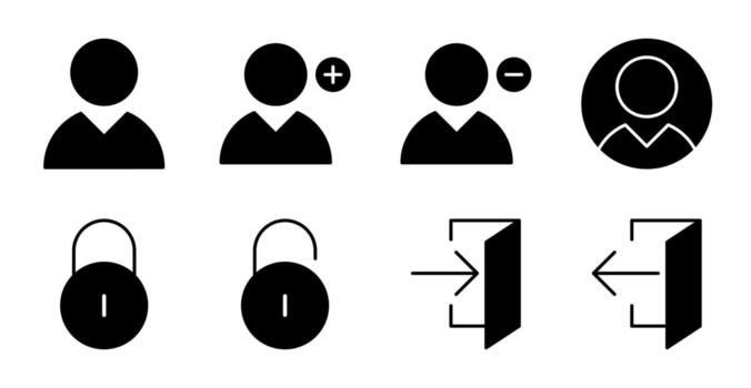 perfil administración sólido íconos para aplicación interfaz vector
