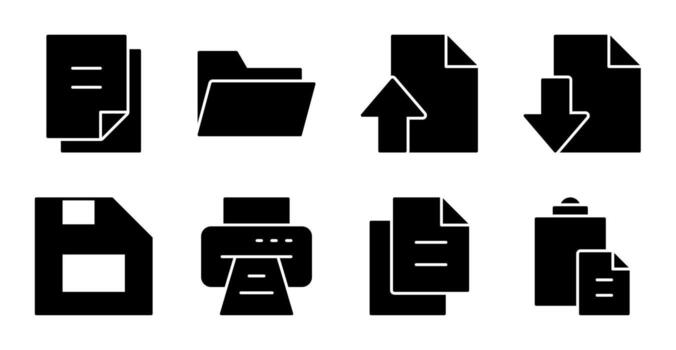 Digital Files Solid Controls Icon Collection vector