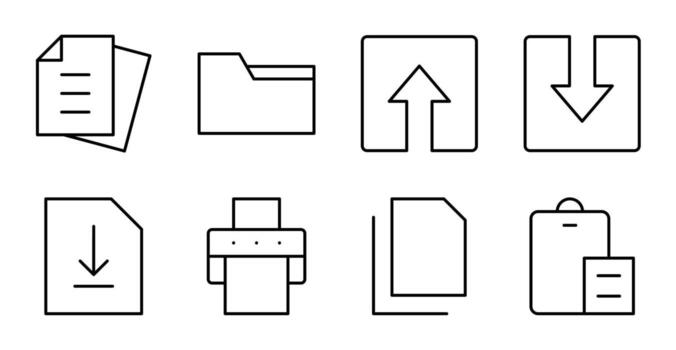 Digital Files Line Controls Icon Collection vector
