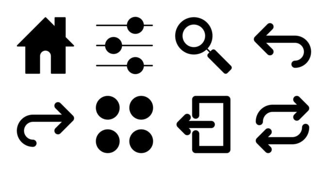 Core Navigation Solid Icons for App Interface vector