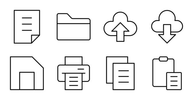 File Management Line Icons for App Interface vector