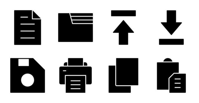Document and Files Solid Icon Set for UI vector