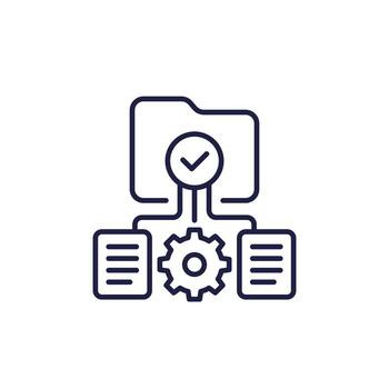 data management icon, manage documents, DMS line vector