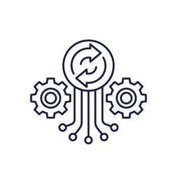 iterative operations, iteration line icon vector