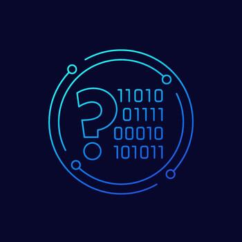 binario código icono con pregunta marca, lineal diseño vector