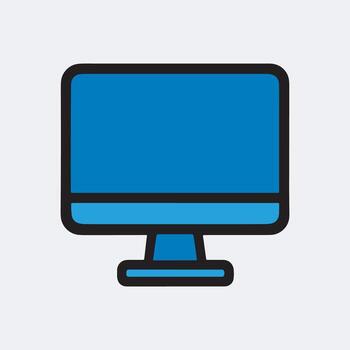 Modern Outline Computer Monitor Display Screen Device Simple Icon vector