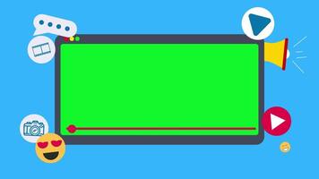 grön skärm media spelare eller spela på läsplatta eller flik med ikon och spela knapp. 4k upplösning animation. för mall uppspelning video