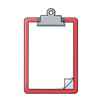 rojo portapapeles con blanco papel para notas y liza vector