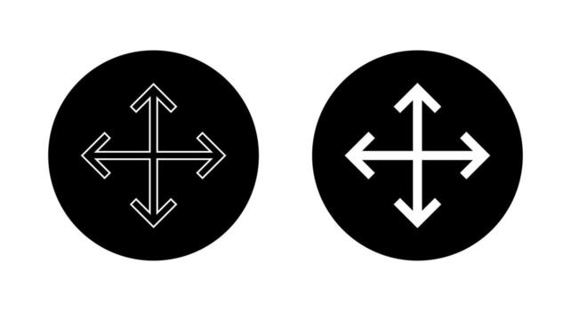 Full screen icon in black circle. Expand display symbol. Maximize size concept vector