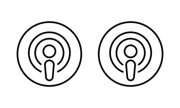 Podcast outline icon. Audio streaming and broadcasting symbol in circular line vector