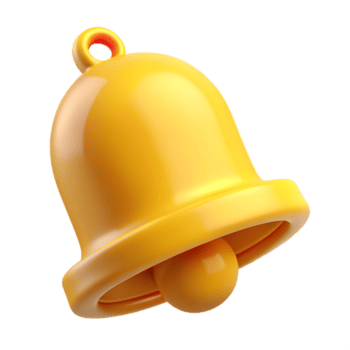 brilhante amarelo 3d notificação Sino ícone - urgente alerta e importante atualizar símbolo png