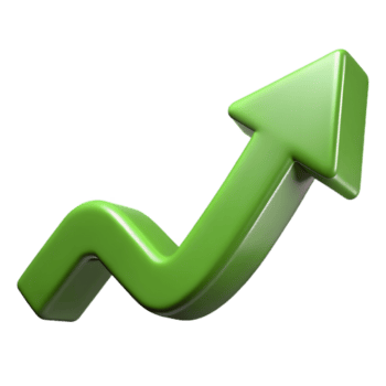 dinâmico verde 3d para cima tendência seta ícone - crescimento, progresso, e sucesso símbolo png