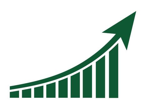 Growth arrow icon. Success icon chart increase business with arrow. Growing graph icon chart sign isolated on white background. Simple illustration. vector