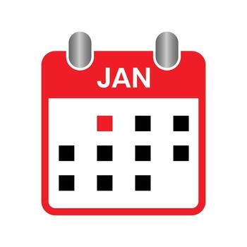 calendario icono. calendario y destacado fecha en calendario icono símbolo. calendario fecha límite o evento Primero enero. sencillo ilustración. vector