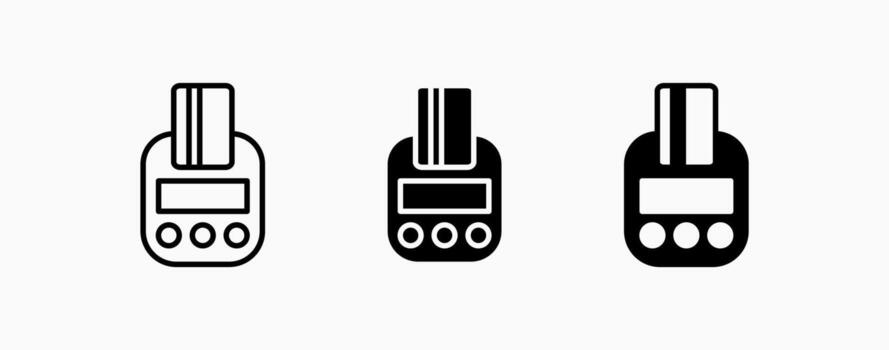 icono conjunto máquina tarjeta pago. Finanzas y negocio concepto diseño. ui botón web y aplicaciones vector