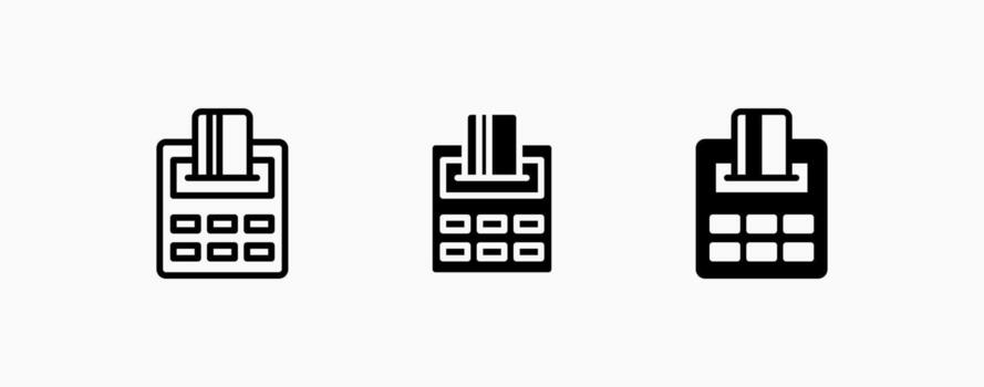 icono conjunto máquina crédito tarjeta pago. Finanzas y negocio concepto diseño. ui botón web y aplicaciones vector